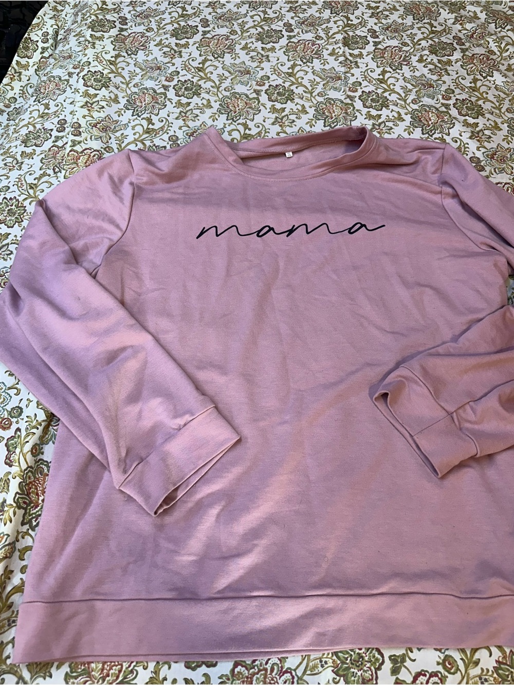 SHEIN Pink "Mama" Crewneck Sweatshirt